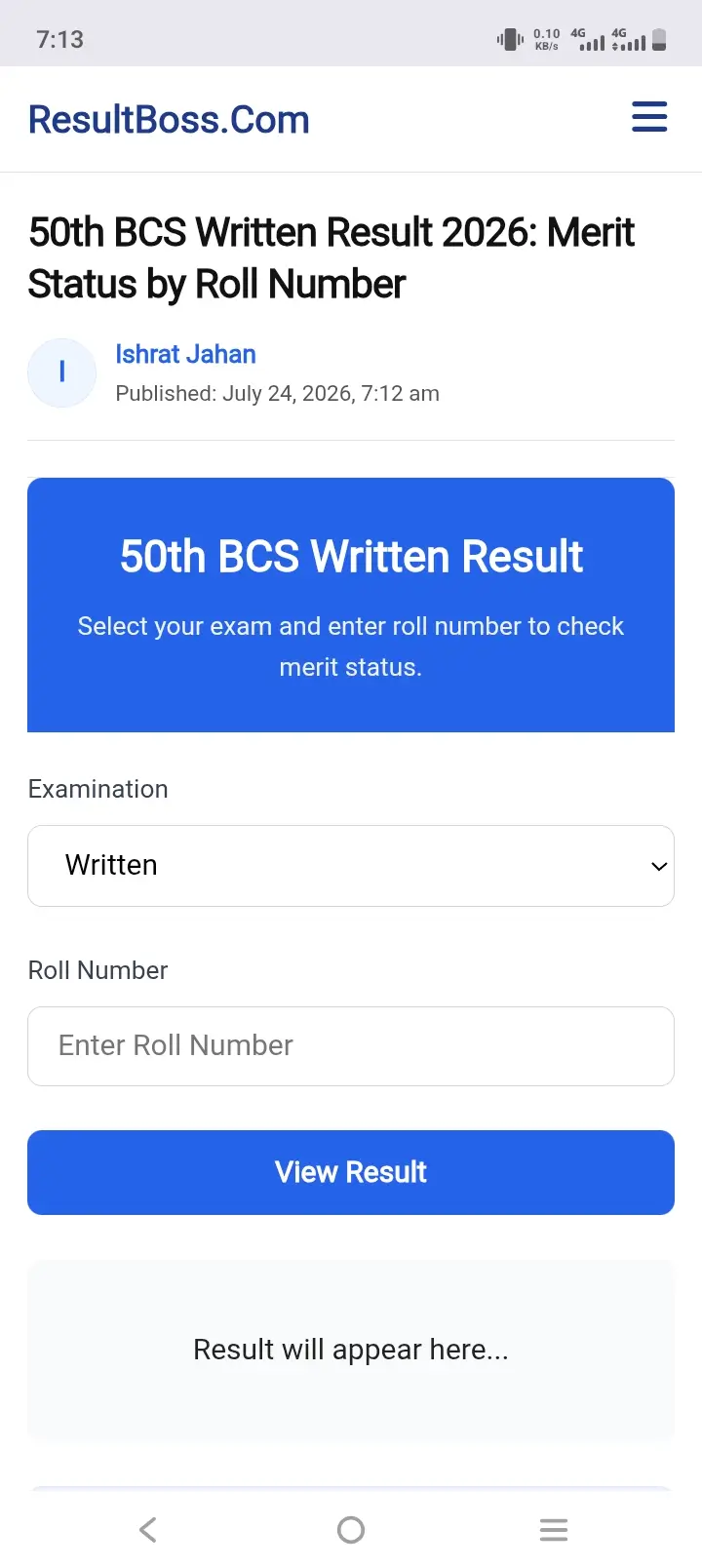 50th BCS Written Result 2026: Merit Status by Roll Number